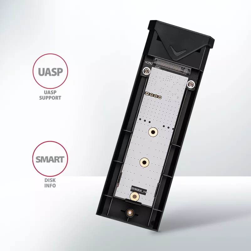 Axagon EEM2-UB2 External USB-C 10Gbps metal box for M.2 NVMe SSD disks. Black
