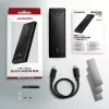 Axagon EEM2-UB2 External USB-C 10Gbps metal box for M.2 NVMe SSD disks. Black