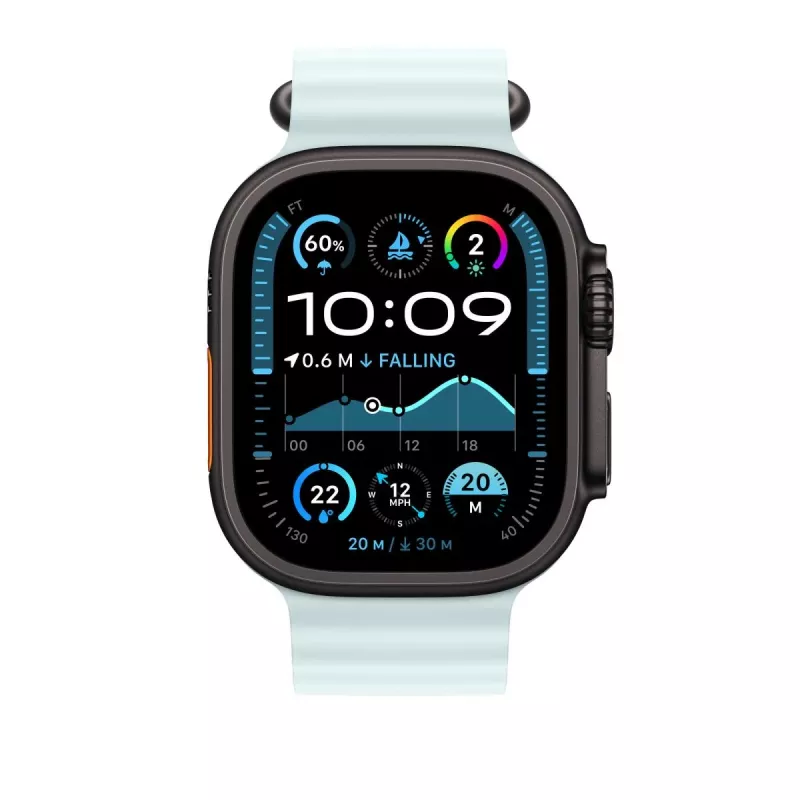APPLE 49mm Ice Blue Ocean Band Extension - Black Titanium Finish