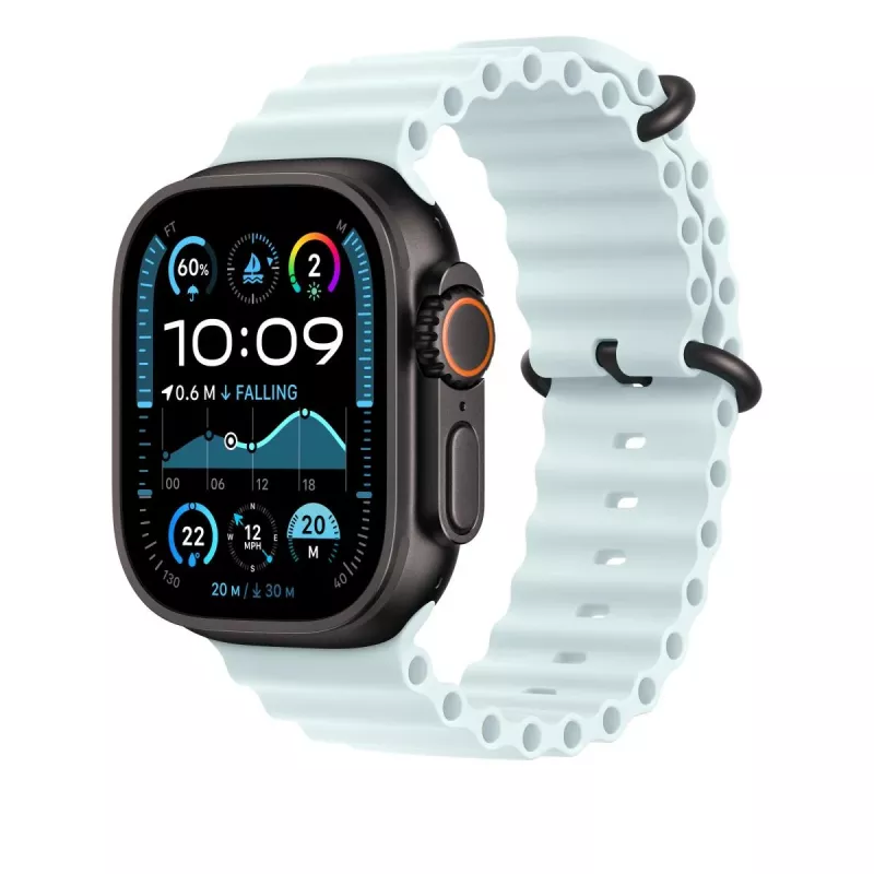 APPLE 49mm Ice Blue Ocean Band Extension - Black Titanium Finish