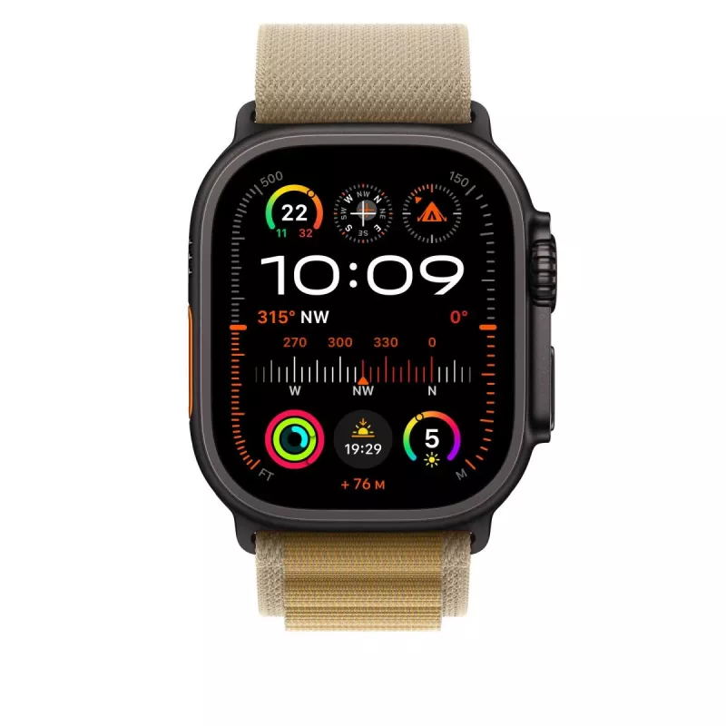 APPLE 49mm Tan Alpine Loop - Medium - Black Titanium Finish