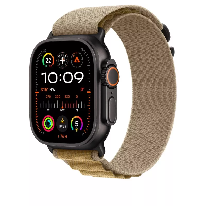 APPLE 49mm Tan Alpine Loop - Medium - Black Titanium Finish
