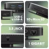 Axagon HMC-UFO USB-C Hub M.2 SATA/NVMe 1 Gbit/s Ethernet 384 kHz Audio Wired USB 3.2 Gen 2 (3.1 Gen 2) Type-C Black