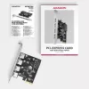 Axagon PCEU-430RS PCIe controller 4x ext. USB-A 5Gbps port, PCIe, USB 3.2 Gen 1 (3.1 Gen 1), Female, Full-height, PCIe 2.0, SATA 15-pin