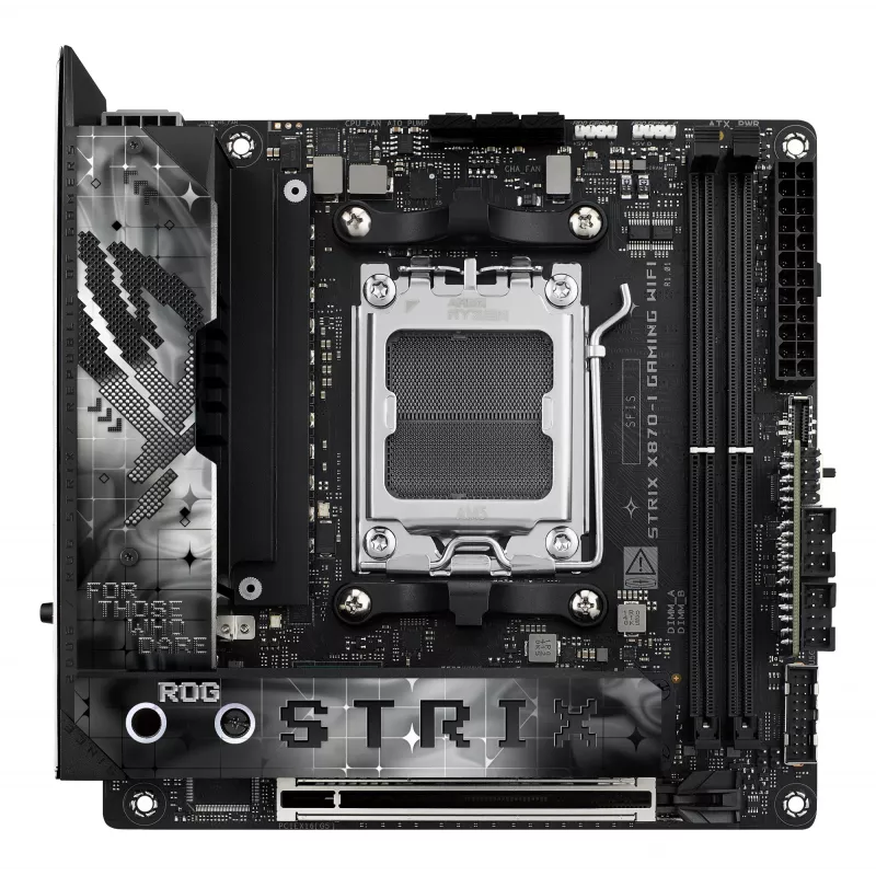 Motherboard ASUS ROG STRIX X870-I GAMING WIFI mini ITX · AMD X870 · Socket AM5 · DDR5 · 2 DIMM · Wi‑Fi 7 · Bluetooth 5.4
