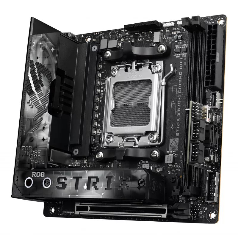 Motherboard ASUS ROG STRIX X870-I GAMING WIFI mini ITX · AMD X870 · Socket AM5 · DDR5 · 2 DIMM · Wi‑Fi 7 · Bluetooth 5.4