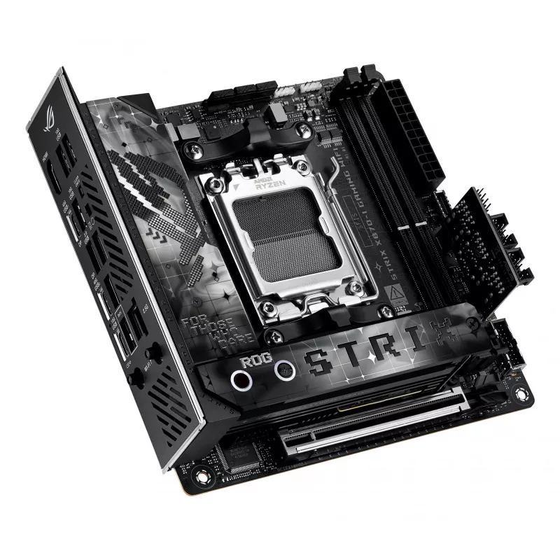 Motherboard ASUS ROG STRIX X870-I GAMING WIFI mini ITX · AMD X870 · Socket AM5 · DDR5 · 2 DIMM · Wi‑Fi 7 · Bluetooth 5.4