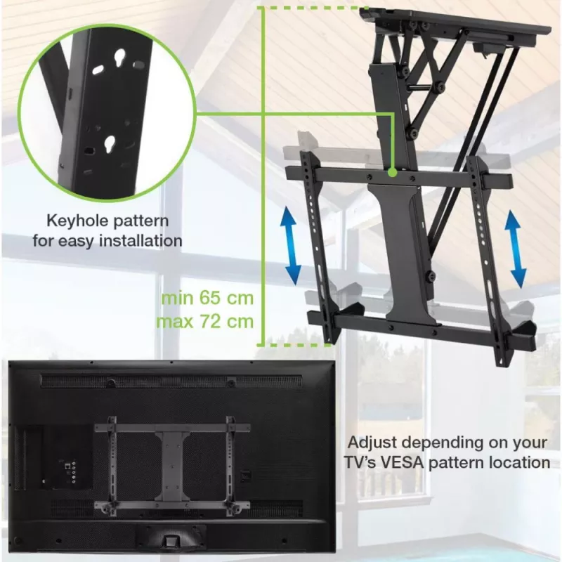 Techly Motorized Swivel Ceiling TV Mount Smart Home Integration for TVs from 32-70 inch