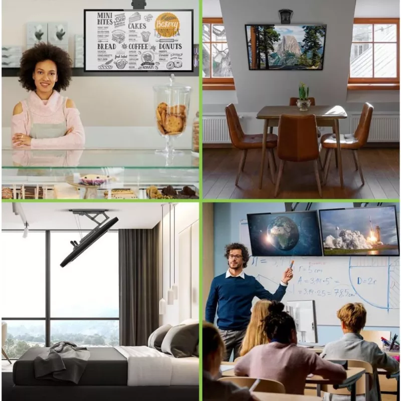 Techly Motorized Swivel Ceiling TV Mount Smart Home Integration for TVs from 32-70 inch