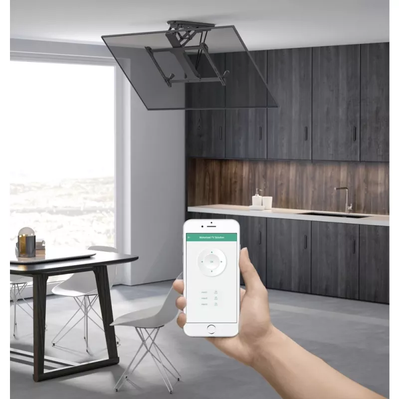 Techly Motorized Swivel Ceiling TV Mount Smart Home Integration for TVs from 32-70 inch