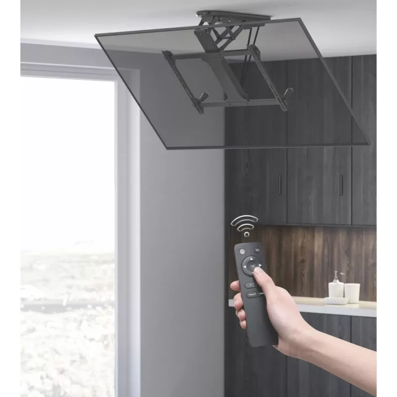 Techly Motorized Swivel Ceiling TV Mount Smart Home Integration for TVs from 32-70 inch