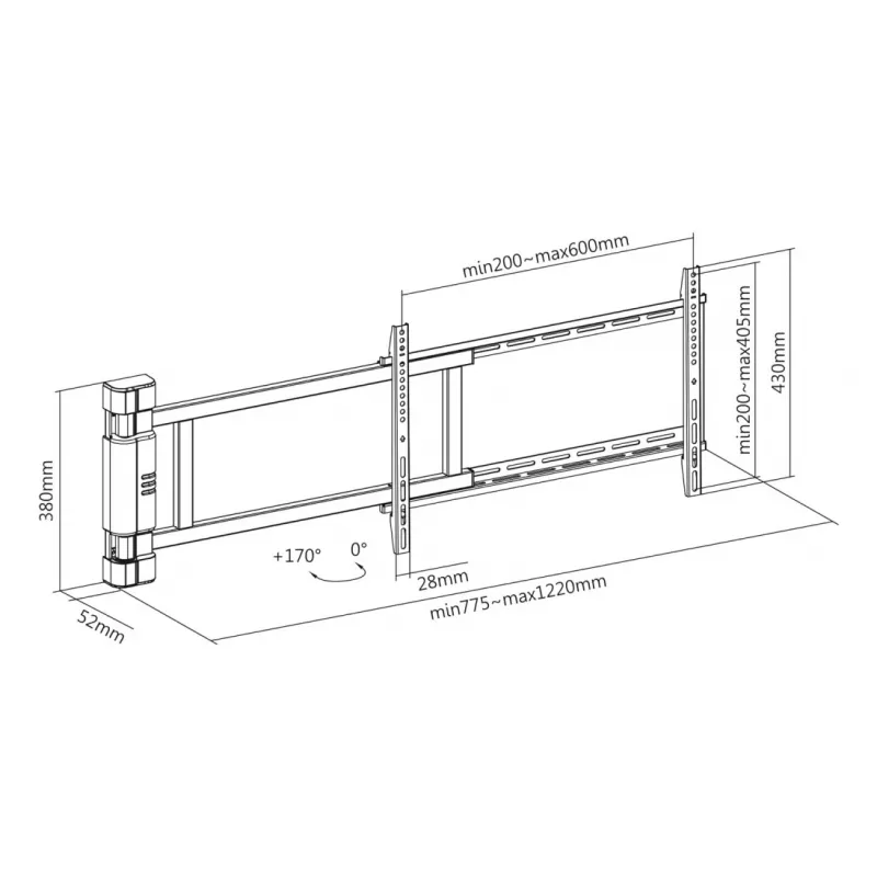 TV wall mount TECHLY 368697 for 32–75 inch screens, electric adjustment, max load 50 kg