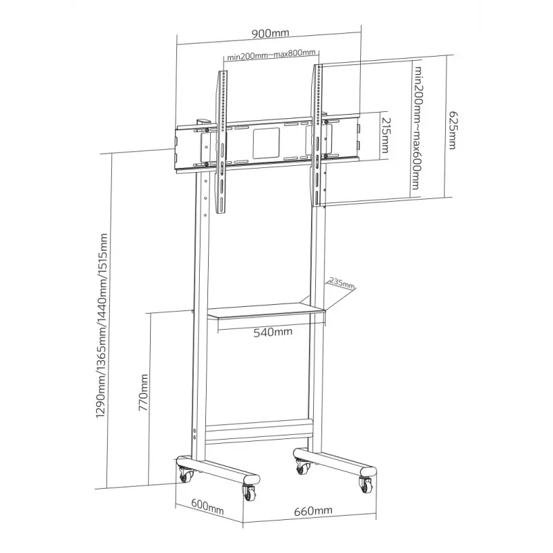 Techly ICA-TR74 TV mount/stand 2.29 m (90 inch) Black