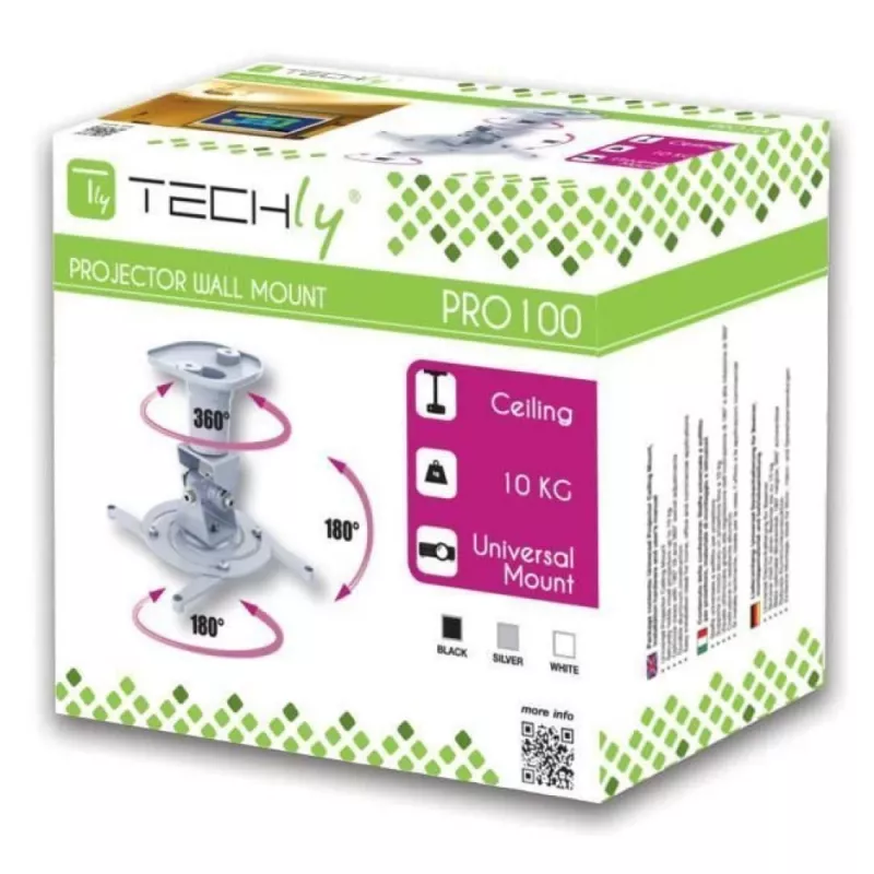 Techly Universal Ceiling Bracket for Projector, Black ICA-PM 100BK