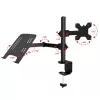 Techly ICA-LCD 174NB Desk Monitor Mount with Laptop Shelf, 13-32 inch (33-81.3 cm), 8 kg, Laptop 12-17 inch, VESA 75x75/100x100, Black