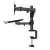Techly ICA-LCD 174NB Desk Monitor Mount with Laptop Shelf, 13-32 inch (33-81.3 cm), 8 kg, Laptop 12-17 inch, VESA 75x75/100x100, Black