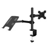 Techly ICA-LCD 174NB Desk Monitor Mount with Laptop Shelf, 13-32 inch (33-81.3 cm), 8 kg, Laptop 12-17 inch, VESA 75x75/100x100, Black