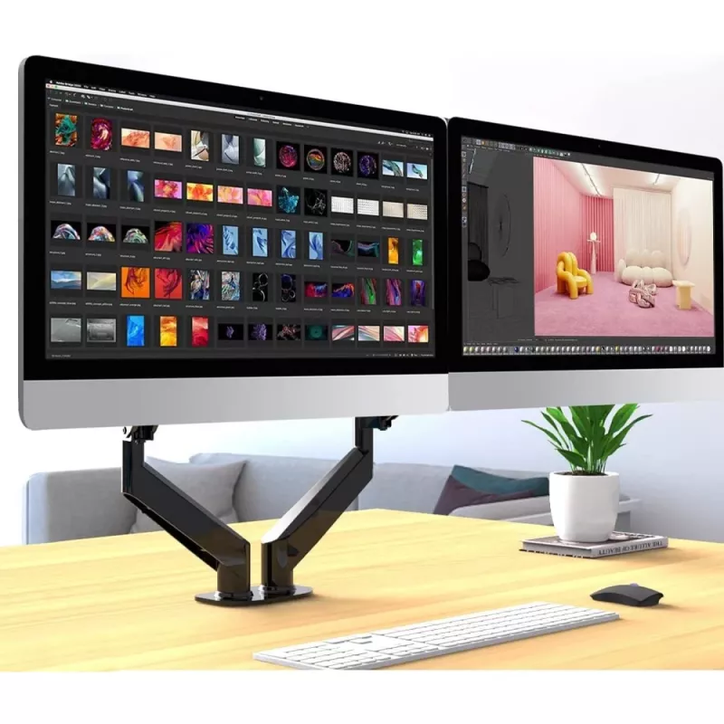 Techly ICA-LCD 462B Desk Monitor Arm, Gas Spring, 17-32 inch (43.2-81.3 cm), 9 kg, VESA 75x75/100x100, Black