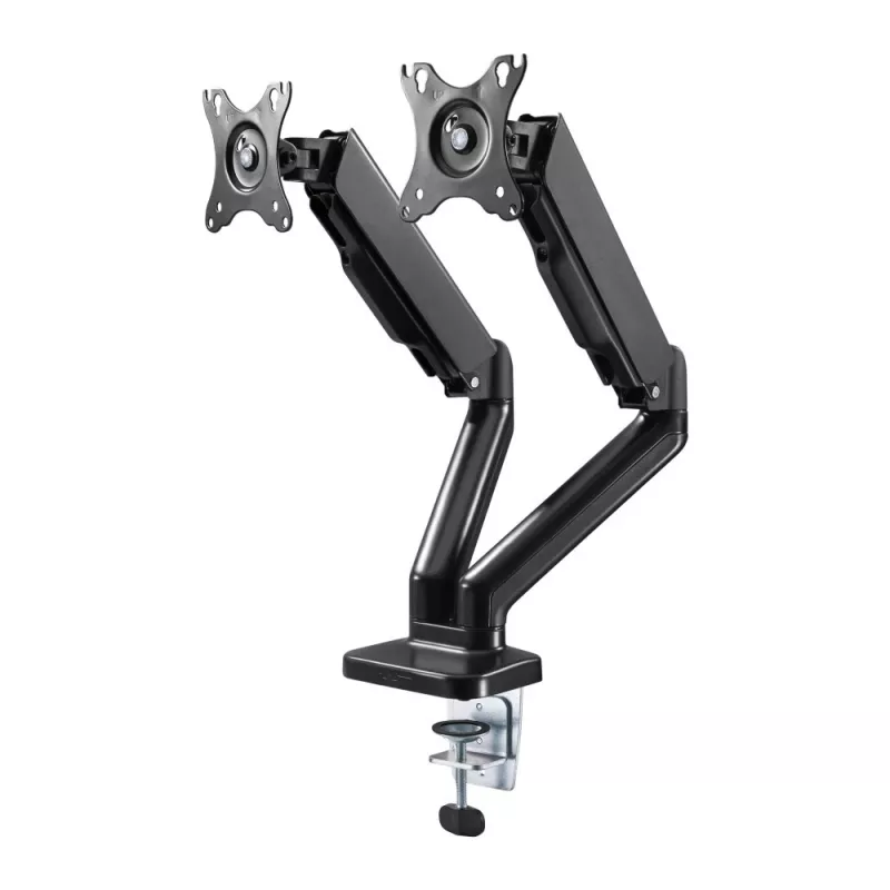 Techly ICA-LCD 462B Desk Monitor Arm, Gas Spring, 17-32 inch (43.2-81.3 cm), 9 kg, VESA 75x75/100x100, Black