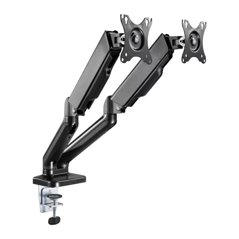 Techly ICA-LCD 462B Desk Monitor Arm, Gas Spring, 17-32 inch (43.2-81.3 cm), 9 kg, VESA 75x75/100x100, Black