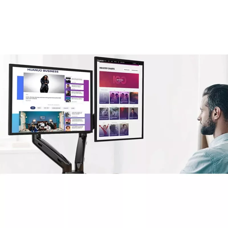 Techly ICA-LCD 462B Desk Monitor Arm, Gas Spring, 17-32 inch (43.2-81.3 cm), 9 kg, VESA 75x75/100x100, Black