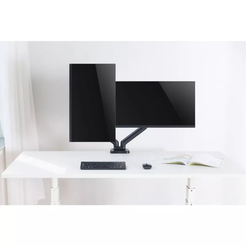 Techly ICA-LCD 462B Desk Monitor Arm, Gas Spring, 17-32 inch (43.2-81.3 cm), 9 kg, VESA 75x75/100x100, Black