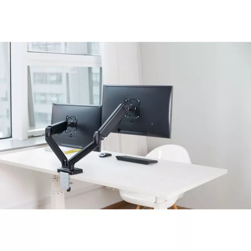 Techly ICA-LCD 462B Desk Monitor Arm, Gas Spring, 17-32 inch (43.2-81.3 cm), 9 kg, VESA 75x75/100x100, Black