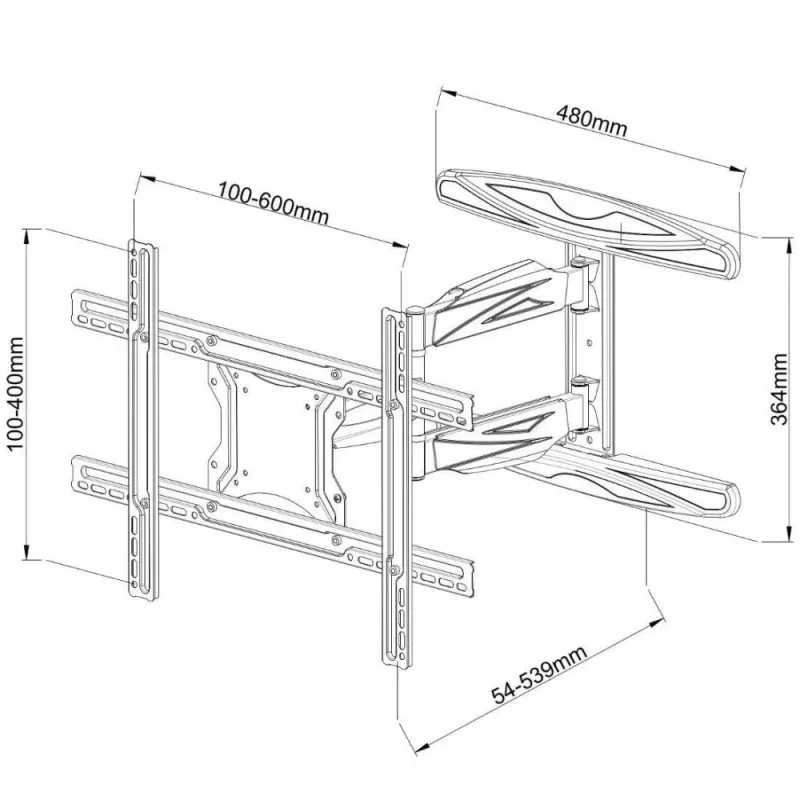 Techly 40-65 Ultra Slim Full Motion LCD TV Wall Mount Bracket Black” ICA-PLB 171L