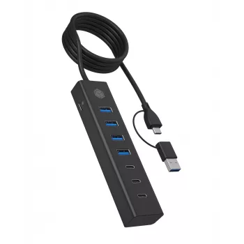 ICY BOX IB-HUB1737-C3 USB 3.2 Gen 1 (3.1 Gen 1) Type-C 5000 Mbit/s Black