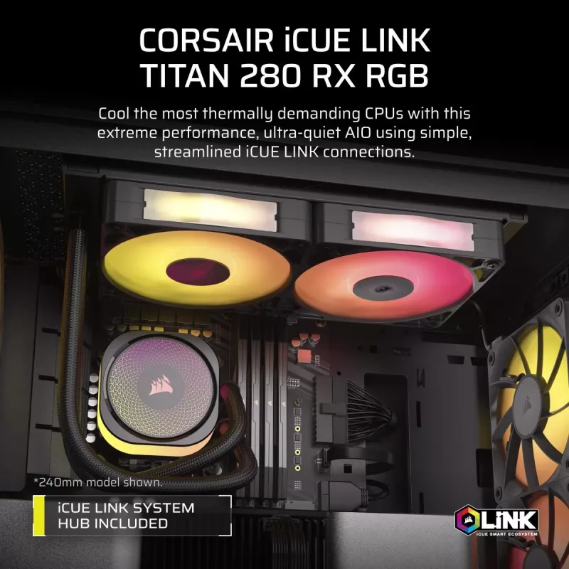 CORSAIR CPU Cooler - Icue Link Titan 280 Rx RGB Aio Liquid Cooler
