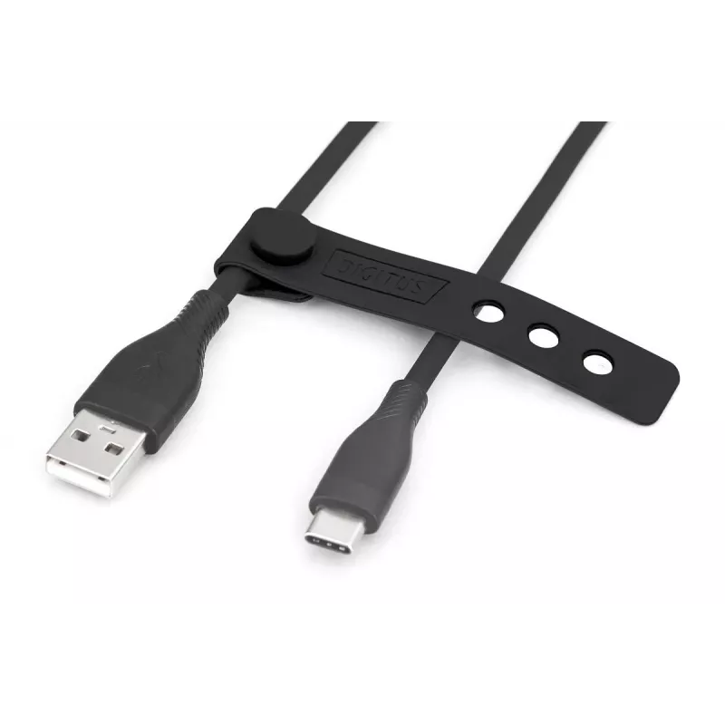 DIGITUS USB-C Silicone charging cable USB-A - USB-C USB 2.0 60W - 50cm black