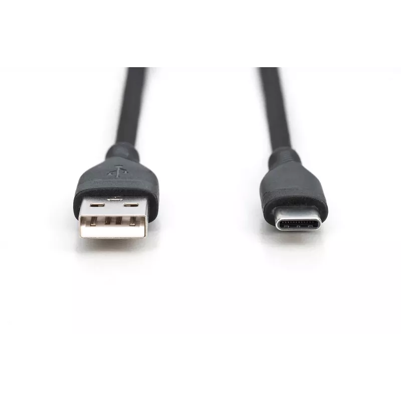 DIGITUS USB-C Silicone charging cable USB-A - USB-C USB 2.0 60W - 1m black