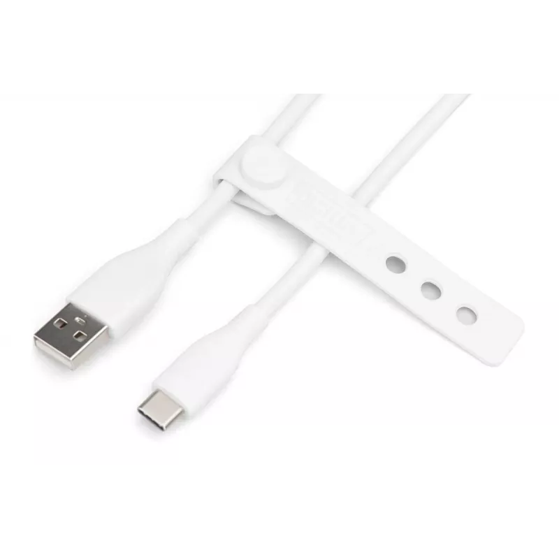 DIGITUS USB-C Silicone charging cable USB-A - USB-C USB 2.0 60W - 1m White