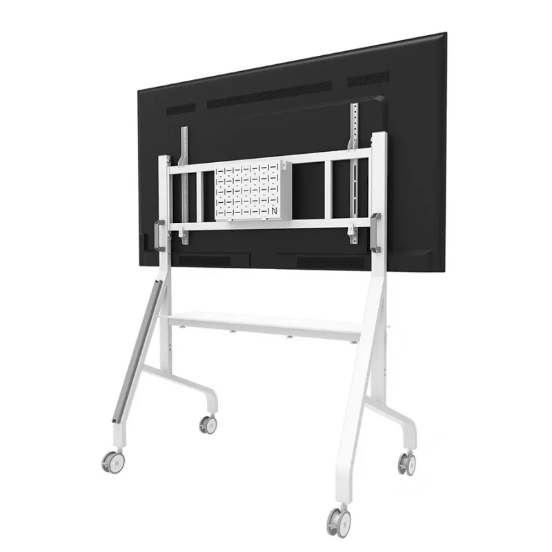 Neomounts MOVE Go XL FL50-575WH1 TV Trolley, 65-110 inch, max 125 kg, VESA 100x100-1100x600, Height Adjustable 129-139 cm, Lockable, Fast Install, TÜV Certified, White