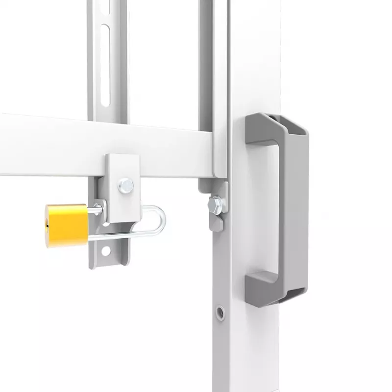 Neomounts MOVE Go XL FL50-575WH1 TV Trolley, 65-110 inch, max 125 kg, VESA 100x100-1100x600, Height Adjustable 129-139 cm, Lockable, Fast Install, TÜV Certified, White