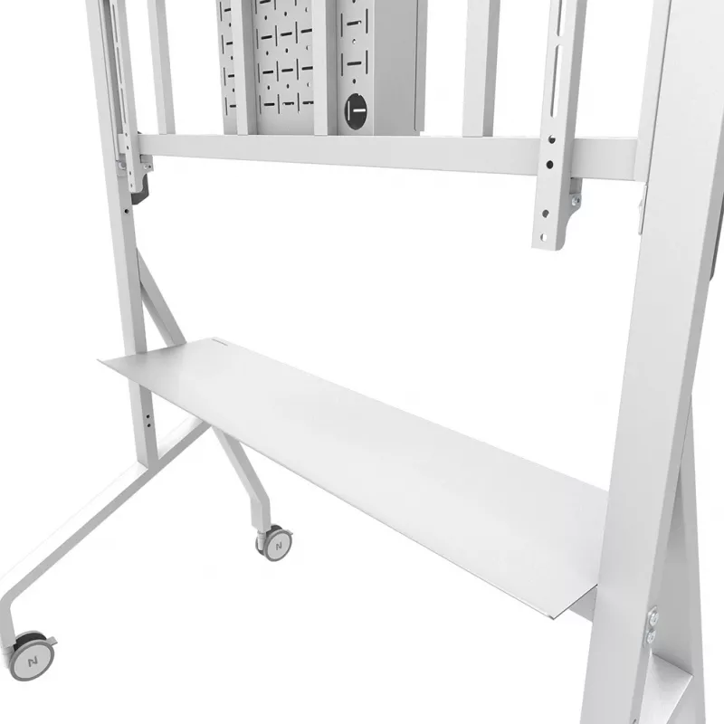 Neomounts MOVE Go XL FL50-575WH1 TV Trolley, 65-110 inch, max 125 kg, VESA 100x100-1100x600, Height Adjustable 129-139 cm, Lockable, Fast Install, TÜV Certified, White