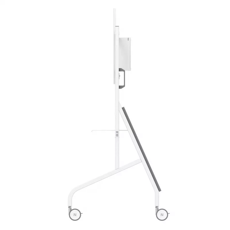 Neomounts MOVE Go XL FL50-575WH1 TV Trolley, 65-110 inch, max 125 kg, VESA 100x100-1100x600, Height Adjustable 129-139 cm, Lockable, Fast Install, TÜV Certified, White