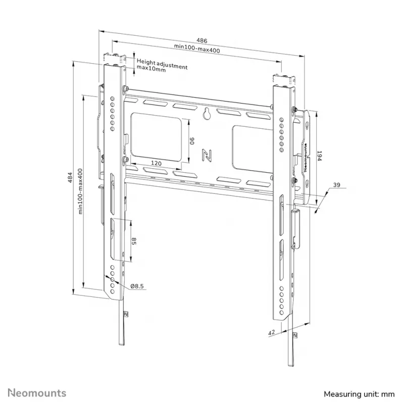 Neomounts WL30-750BL14 Heavy duty wall mount 42-75 inch - fixed - lockable - fast installation - TÜV