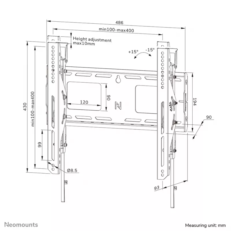 Neomounts WL35-750BL14 Heavy duty wall mount 42-75 inch - tilt - lockable - fast installation - TÜV