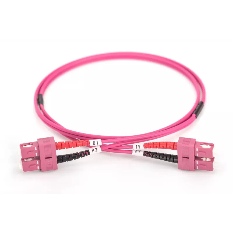 DIGITUS Fiber Optic Patch Cord, SC to SC Multimode OM4 - 50/125 µ, Duplex, color RAL4003 Length 3m