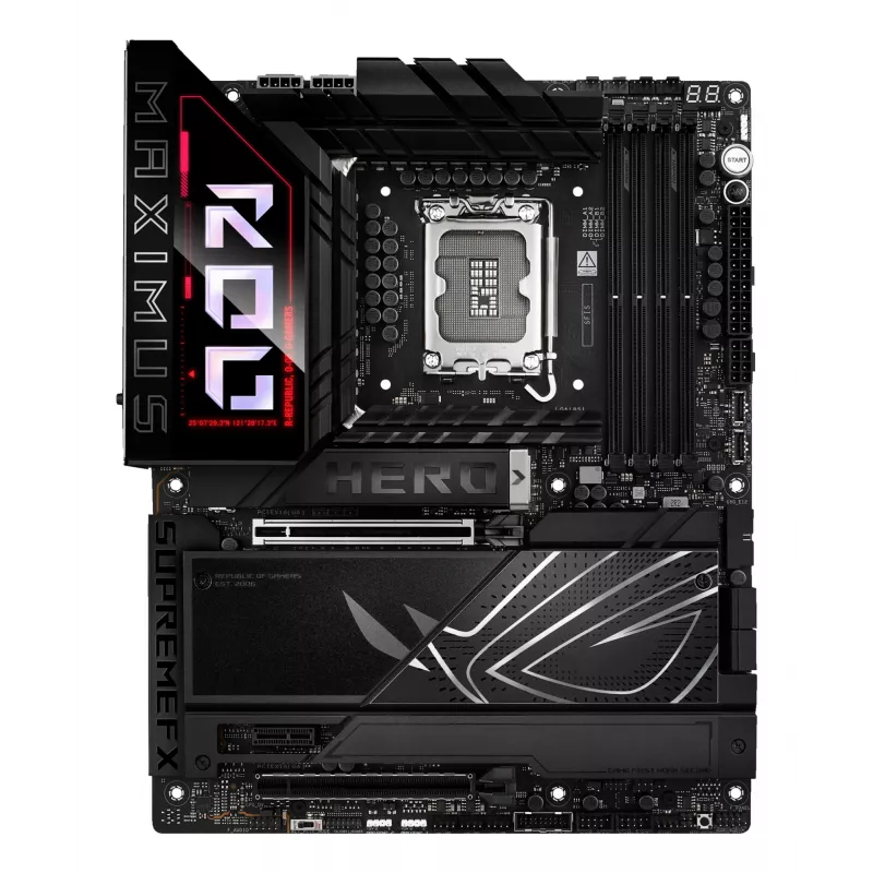 Motherboard ASUS ROG MAXIMUS Z890 HERO — Intel Z890, LGA 1851, ATX, DDR5, 4 DIMM, 6x M.2, Wi‑Fi 7, 2.5Gb LAN