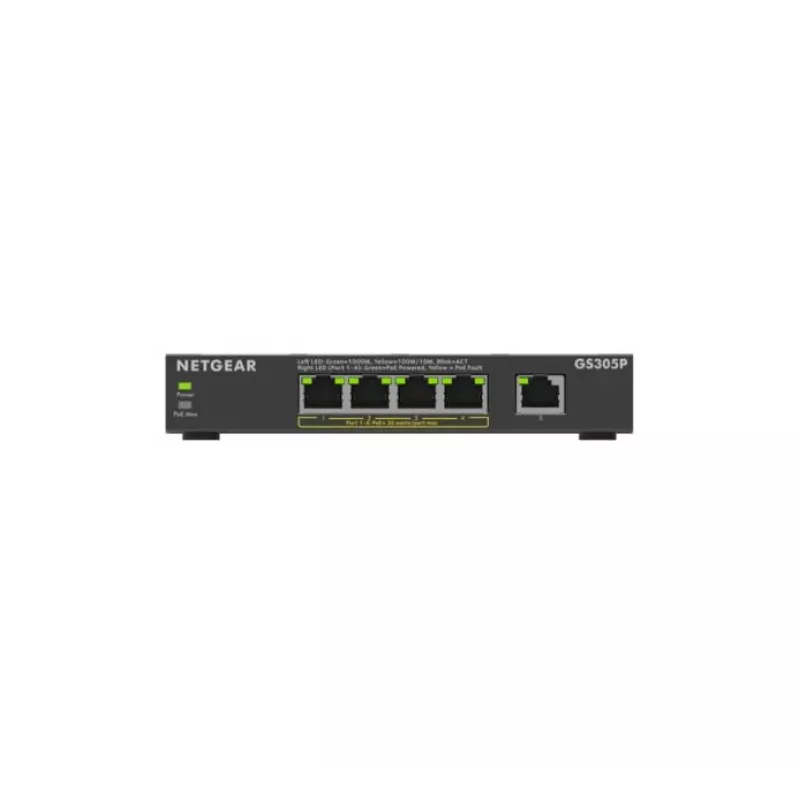 NETGEAR GS305Pv3 Unmanaged Gigabit Ethernet (10/100/1000) Power over Ethernet (PoE) Black