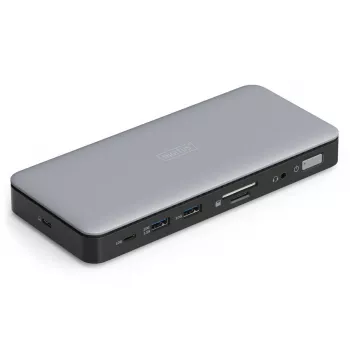 DIGITUS USB-C docking station, 11-port - 2x HDMI / DP / 2x USB-A 3.2 Gen 2 / USB-C 3.2 Gen 2 / GbE / SD / MicroSD / DC-Jack - 150 watts max / 3.5mm