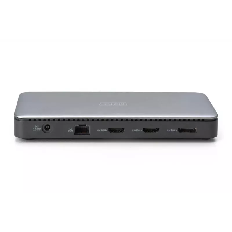 DIGITUS USB-C docking station, 11-port - 2x HDMI / DP / 2x USB-A 3.2 Gen 2 / USB-C 3.2 Gen 2 / GbE / SD / MicroSD / DC-Jack - 150 watts max / 3.5mm