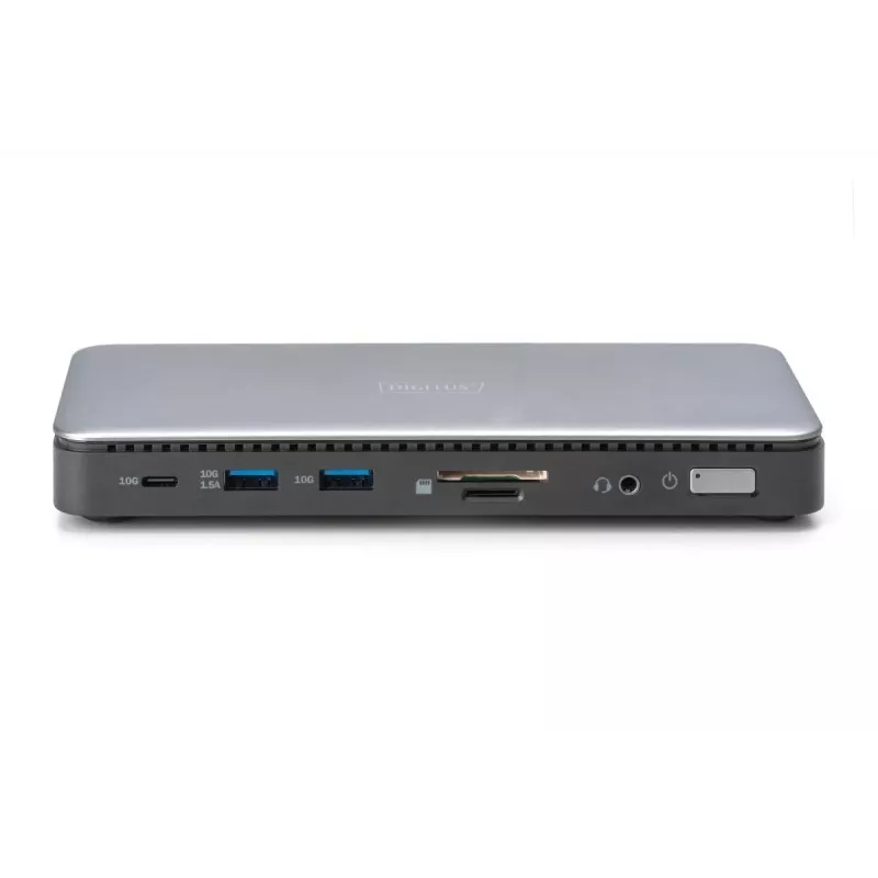 DIGITUS USB-C docking station, 11-port - 2x HDMI / DP / 2x USB-A 3.2 Gen 2 / USB-C 3.2 Gen 2 / GbE / SD / MicroSD / DC-Jack - 150 watts max / 3.5mm