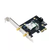 Internal WLAN Bluetooth Adapter ASUS PCE-BE6500 — PCIe, Tri-band Wi‑Fi 6E/7 (2.4/5/6 GHz), Bluetooth 5.4, 2882 Mbps, external antenna, black