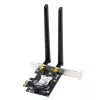 Internal WLAN Bluetooth Adapter ASUS PCE-BE6500 — PCIe, Tri-band Wi‑Fi 6E/7 (2.4/5/6 GHz), Bluetooth 5.4, 2882 Mbps, external antenna, black