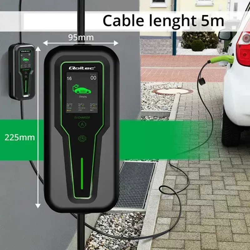 EV mobile charger QOLTEC 52467 Type 2, 11 kW, 3-phase
