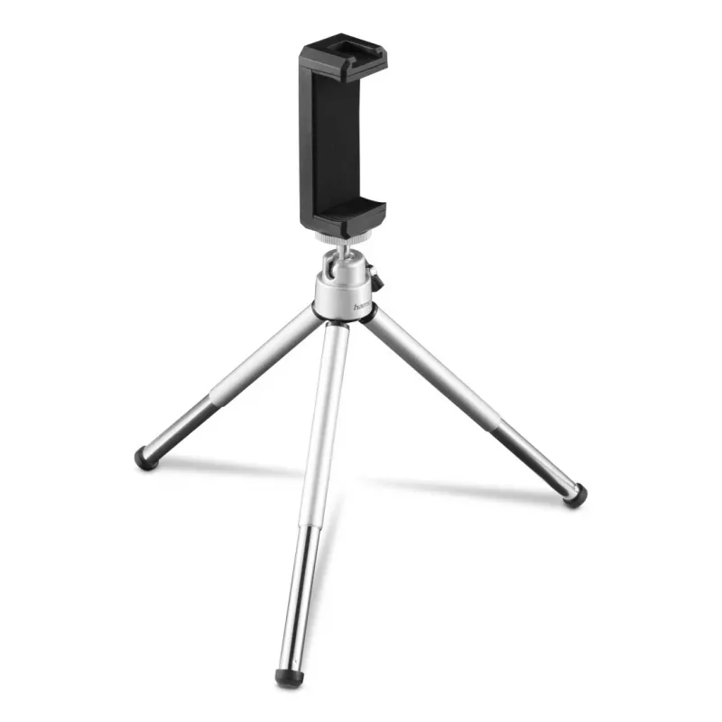 Hama Fancy 2in1 Mini Tripod for Mobile Phone & Camera (¼), Travel Tripod, 16cm, silver