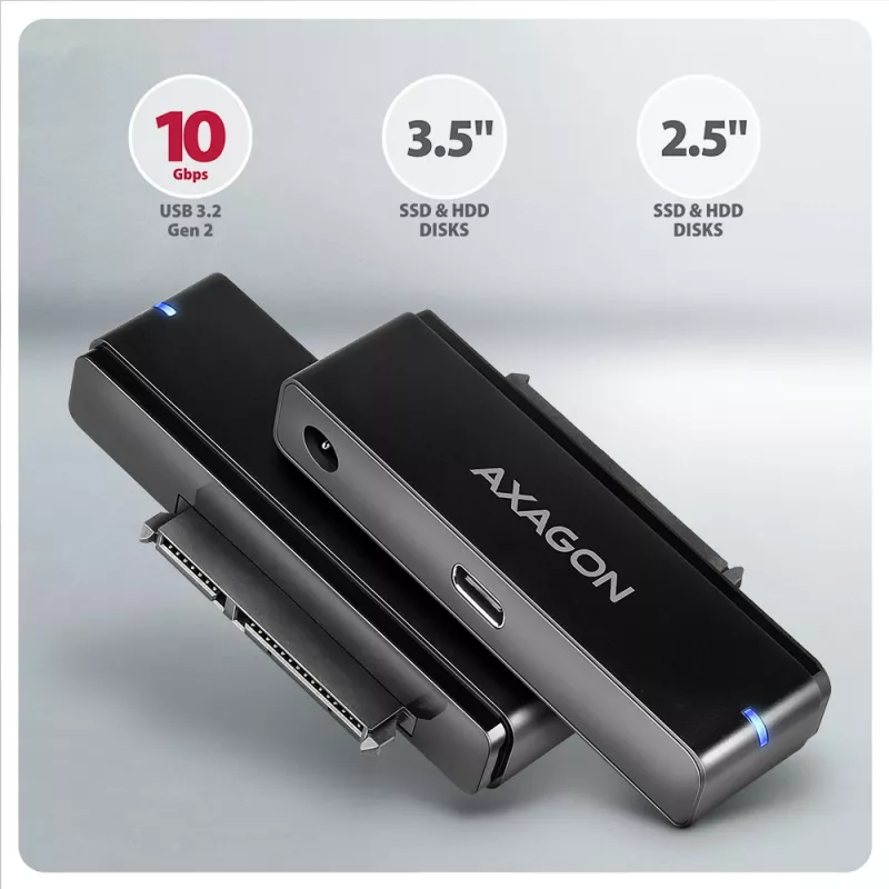 Axagon ADSA-FPX USB-C 10Gbps FAST PORT X adapter for 2.5 inch/3.5 inch SSD/HDD